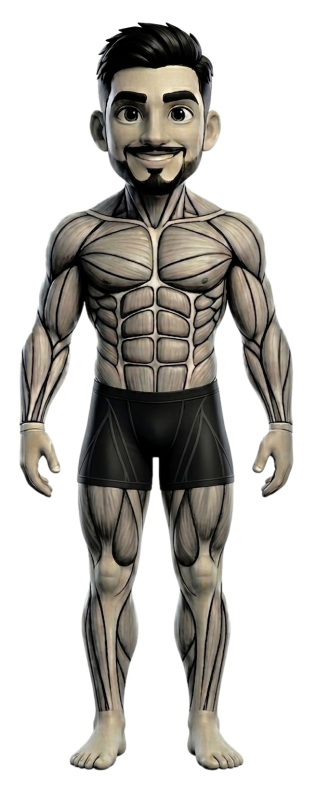 Front view of the muscle map